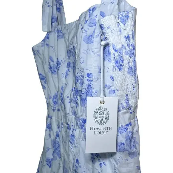 Hyacinth House Tuckernuck Blue Chintz Teagan Tie Shoulder Floral Midi Dress XS - Picture 5 of 7